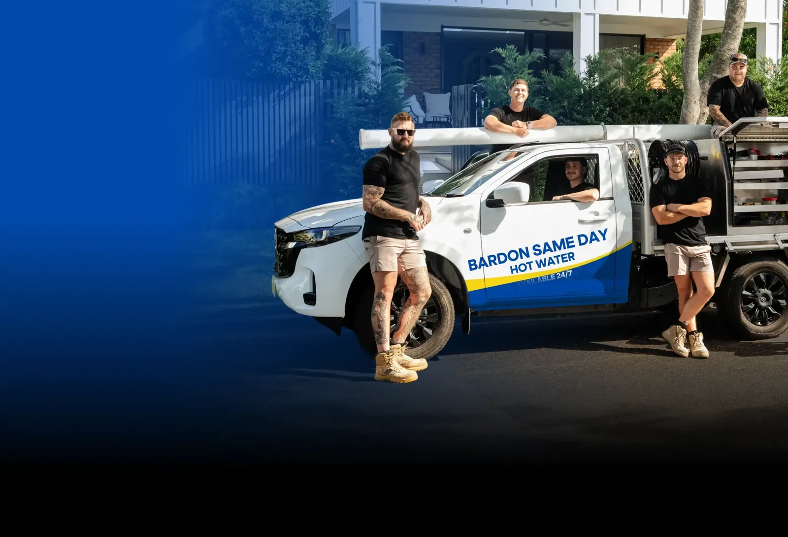 Bardon Same Day Hot Water team with the ute